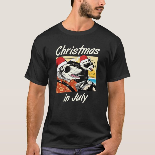 Raccoon jul i juli Tropical Summer T Shirt (Framsida)