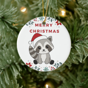 Raccoon jul Snö Winter Raccoons Ceramic Orn Julgransprydnad Keramik
