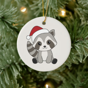 Raccoon jul Snö Winter Raccoons Ceramic Orn Julgransprydnad Keramik