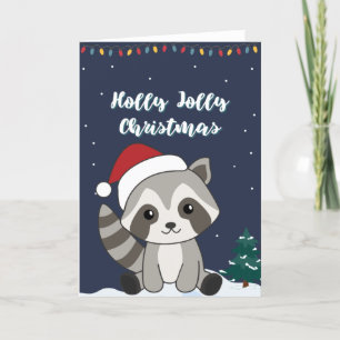 Raccoon jul Snö Winter Raccoons Helgdag Car Helgkort