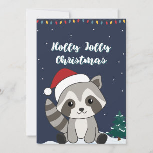Raccoon jul Snö Winter Raccoons Helgdag Car Julkort