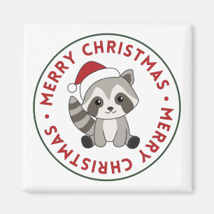 Raccoon jul Snö Winter Raccoons Magnet