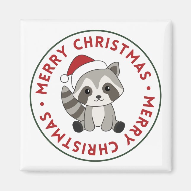 Raccoon jul Snö Winter Raccoons Magnet (Framsidan)