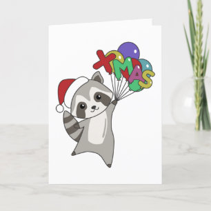 Raccoon jul Snö Winter Raccoons Vuxen Trasa Helgkort