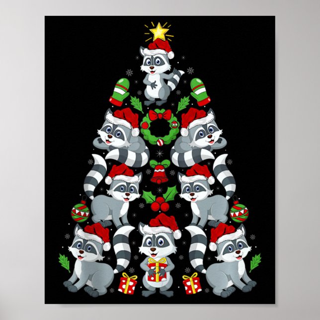 Raccoon Julafton Dekoration Santa Hat Raccoon Chri Poster (Framsidan)