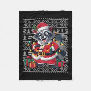Raccoon Julafton Sweater Stil Ugly Santa Raccoon C Fleecefilt