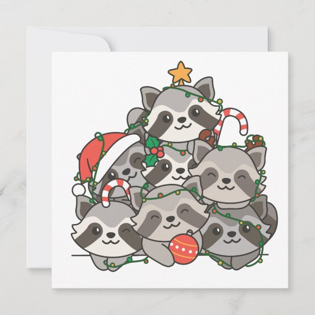 Raccoon Julgran Funny Animal God jul Julkort (Framsida)