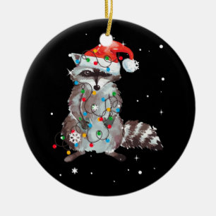 Raccoon Julgran Ljus Pajama Racoon Älskare Julgransprydnad Keramik