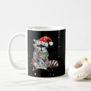 Raccoon Julgran Ljus Pajama Racoon Älskare Kaffemugg