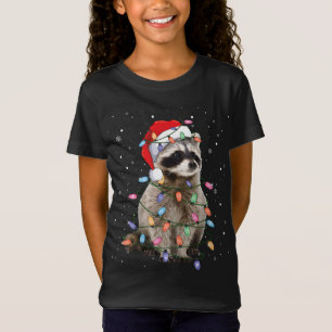 Raccoon Julgran Ljus Pajama Santa Racoon T Shirt