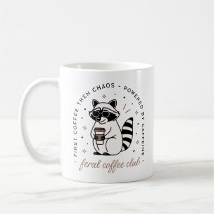 Raccoon kaffe älskare klubb lustig feral estetik kaffemugg