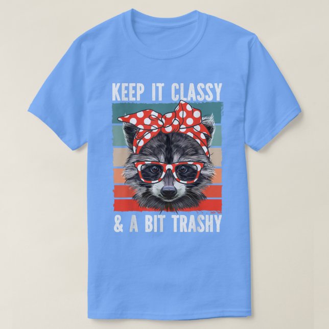 Raccoon Keep It Classy Trashy Raccoon Glasses Band T Shirt (Design framsida)