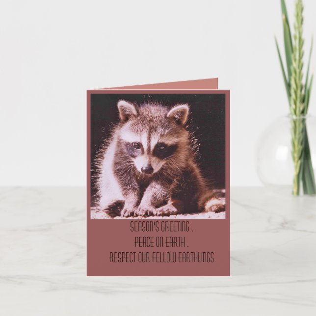 Raccoon Kit jul Greetings Helgkort (Framsida)