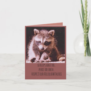Raccoon Kit jul Greetings Helgkort