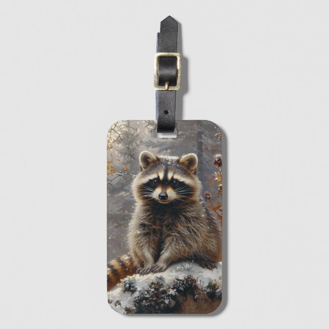 Raccoon Luggage Tag Bagagebricka (Framsida vertikal)