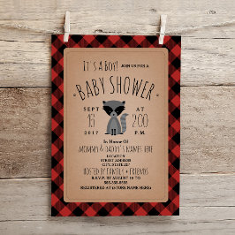 Raccoon Lumberjack Play Baby Shower-inbjudan Inbjudningar