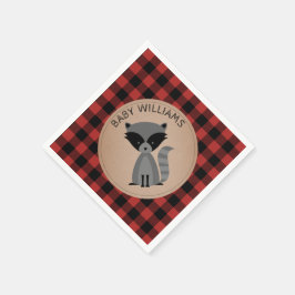 Raccoon Lumberjack Play Baby Shower Napkins Pappersservett