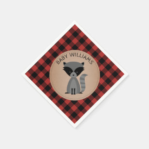 Raccoon Lumberjack Play Baby Shower Napkins Pappersservett