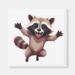 Raccoon Lycklig-uppspelande Roligt som skakar i Jo Magnet