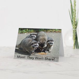 Raccoon Mamma & Spädbarn Kort