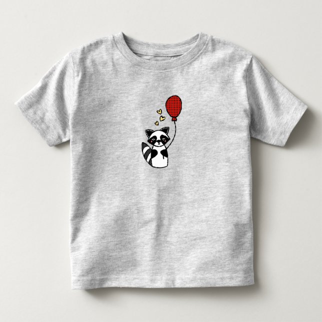 Raccoon med Balloon T-Shirt (Framsida)