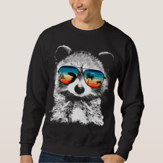 RACCOON med glassollor Retro Stil Lång Ärmad Tröja