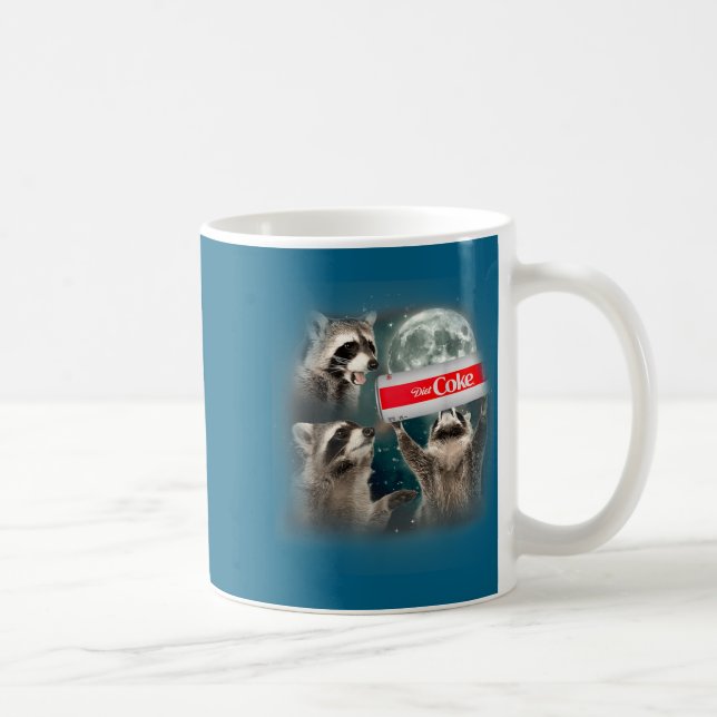 Raccoon Meme 3 Racoons Howling At Moon Funny Weird Kaffemugg (Höger)