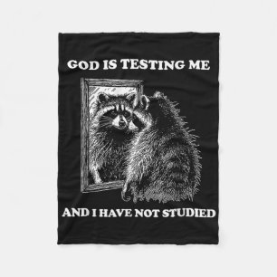 Raccoon Meme, som säger att Gud testar mig Street Fleecefilt