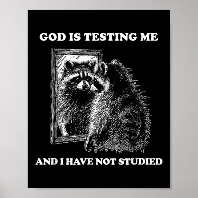 Raccoon Meme, som säger att Gud testar mig Street Poster (Framsidan)