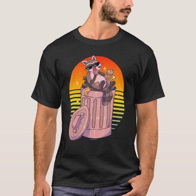 Raccoon Meme Street Cat T Shirt (Framsida)