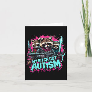 Raccoon Memme Har Autism Funny Autism Awareness Kort