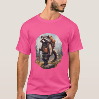 Raccoon Mountain lover wanderer with backpack Over T Shirt