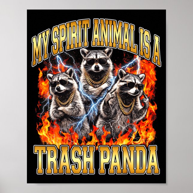 Raccoon My Srit Animal Is A Trash Panda Funny Boot Poster (Framsidan)