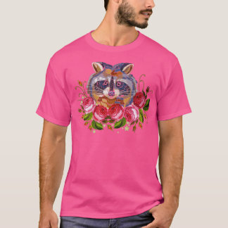 Raccoon Nature Flowers T Shirt