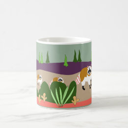 Raccoon och bebis i kickökenskog kaffemugg