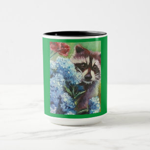 Raccoon och Blue Hydrangeas MUGG