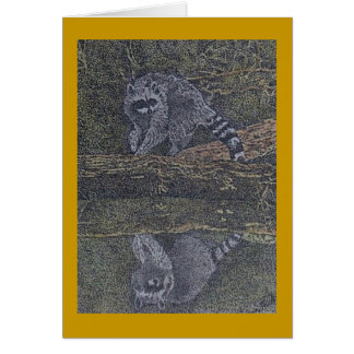 raccoon och reflexion hälsningskort