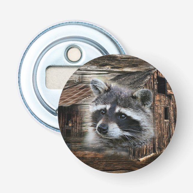 Raccoon på den gamla Barn Flasköppnare (Framsidan)
