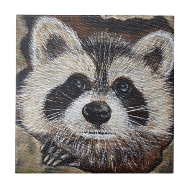 Raccoon Painting Kakelplatta (Framsidan)