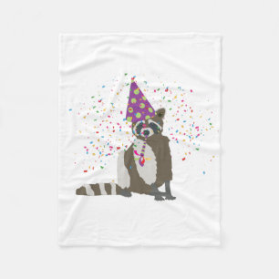 Raccoon Partying - Djur med Party Fleecefilt