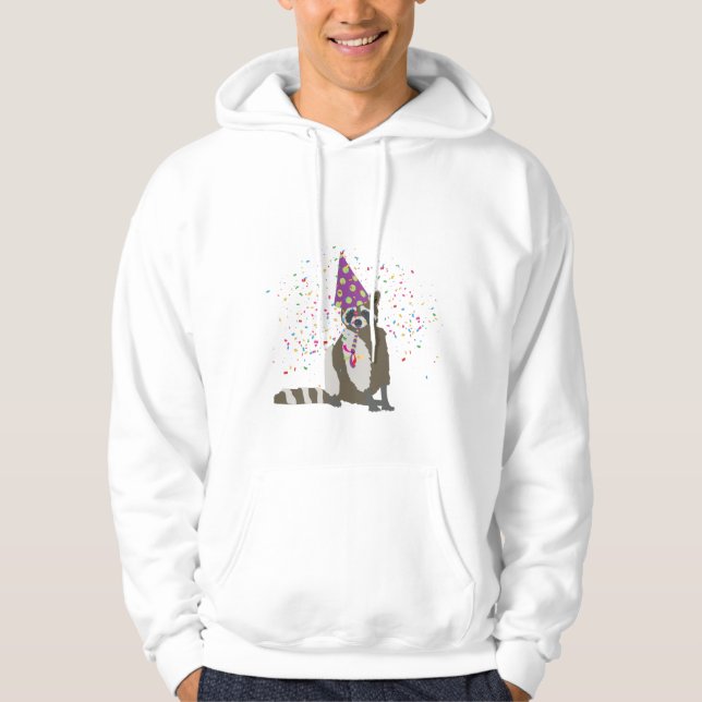 Raccoon Partying - Djur med Party Hoodie (Framsida)