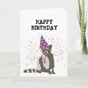 Raccoon Partying - Djur med Party Kort