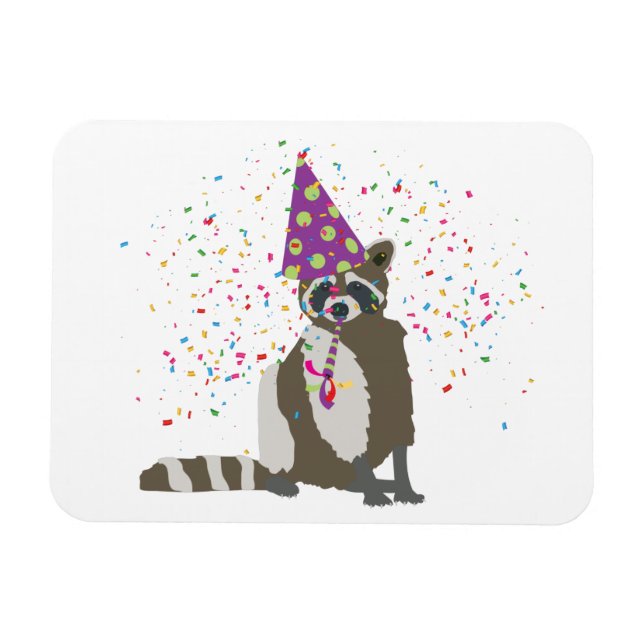 Raccoon Partying - Djur med Party Magnet (Horisontell)