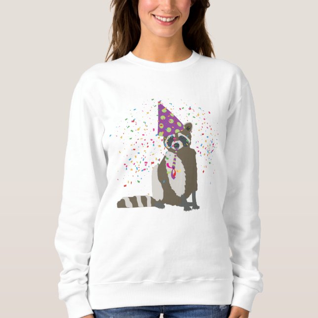 Raccoon Partying - Djur med Party T Shirt (Framsida)