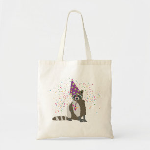 Raccoon Partying - Djur med Party Tygkasse