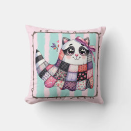 Raccoon Patchwork Quilt - Cute Rustic Fall Accent Kudde