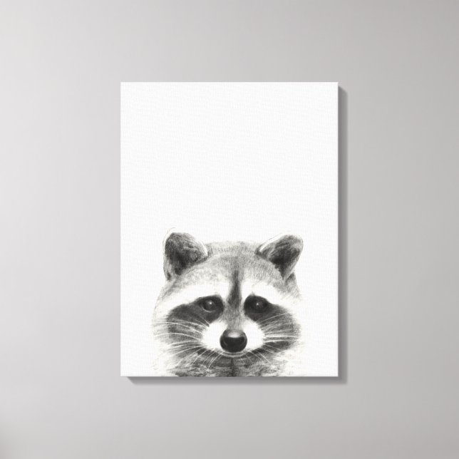 Raccoon Pencil Teckning Canvastryck (Framsida)