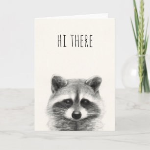 Raccoon Pencil Teckning Kort