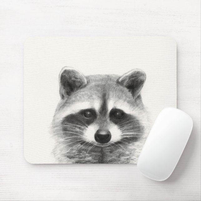 Raccoon Pencil Teckning Musmatta (Med mus)