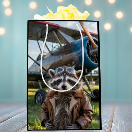 Raccoon Pilot Airplane Funny Photo Birthday